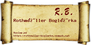 Rothmüller Boglárka névjegykártya
